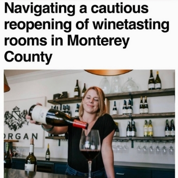 Monterey County Herald article with image of Melissa pouring wine